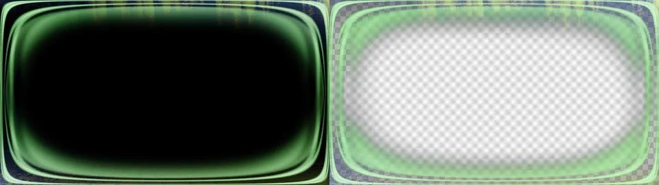 Green rounded screen frame overlay with soft blurred oval center, curved do.. イラスト素材