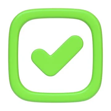 A green rounded square button with a check mark isolated on a white background Stock Illustration