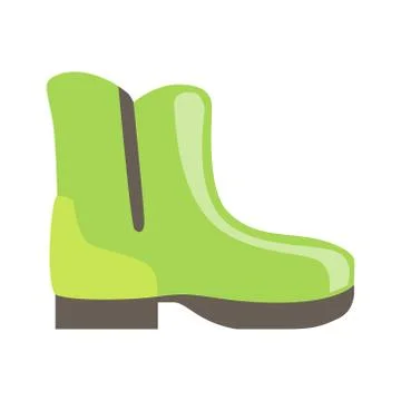 Green Rubber Boot, Isolated Footwear Flat Icon, Shoes Store Assortment Item Stock Illustration