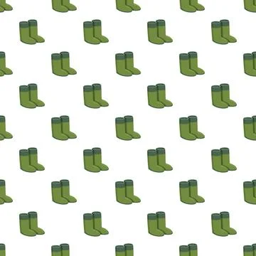 Green rubber boots generating seamless pattern background Illustrazione stock