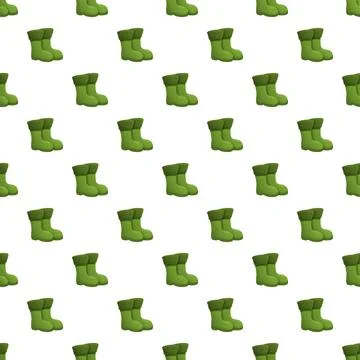 Green rubber boots seamless pattern for gardening and rain Stock Illustration