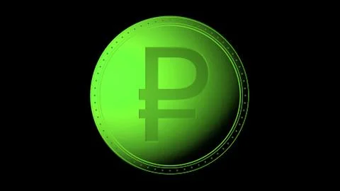 Green ruble coin Isolated with black background. 3d render isolated illustrat Stock Illustration