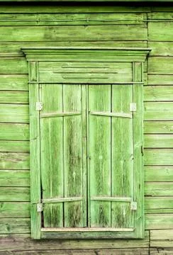 Green Russian Window Frame Stock Photos