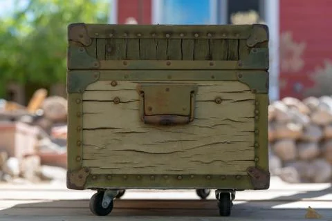 Green rusty chest Stock Photos