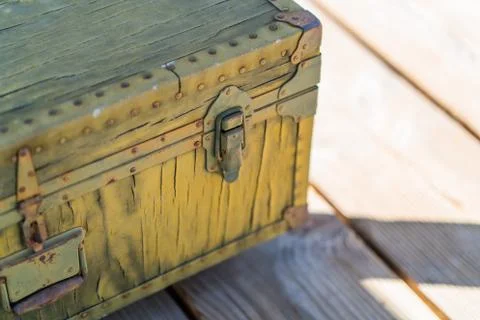 Green rusty chest Stock Photos