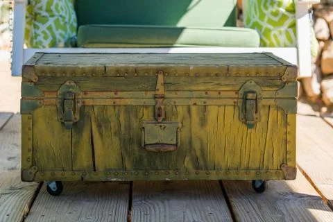Green rusty chest Stock Photos
