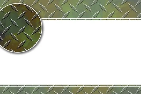 Green rusty diamond plate copy space presentation card aluminum floor tread Stock Illustration