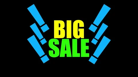 Green S letter animated with dynamic BIG SALE graphic element in neon blue .. Stockbeeldmateriaal 342698842