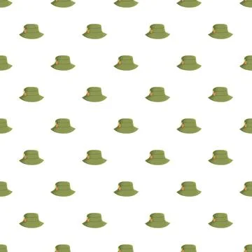 Green safari hats seamless pattern illustrating adventure Stock Illustration