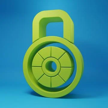 Green Safe combination lock icon isolated on blue background. Combination p.. Stock-Illustration