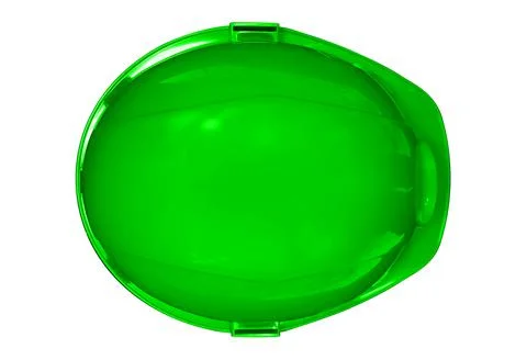 Green safety, engineer or construction helmet isolated on white background. Stock Photos