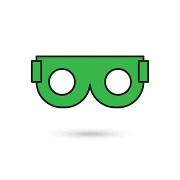 Green Safety glasses vector icon sign symbol. Wear safety glasses Stock Illustration