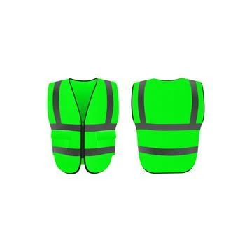 Green safety vest vector 3D mockup. Construction worker jacket isolated on white Stock Illustration