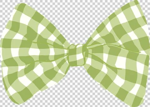 Green Sage Gingham Bow Tie Whimsical Illustraion Stock-Illustration