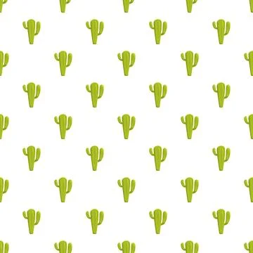 Green saguaro cactus seamless pattern on white background 스톡 일러스트