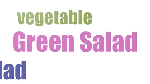 Green Salad Animated Tag Cloud Isolated Stock Footage 103562408