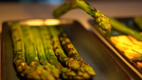 Green salad grill Stock Footage 128442310