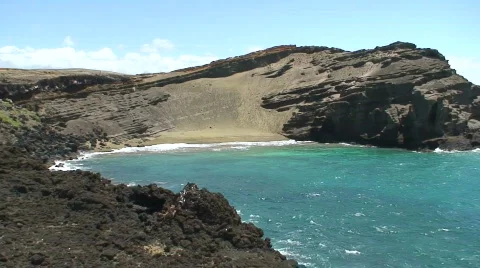 Green Sand Beach 1 Stock Footage 649121
