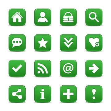 Green satin icon web button with white basic sign Illustrazione stock