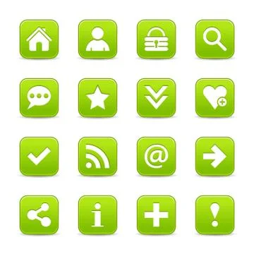 Green satin icon web button with white basic sign Illustrazione stock