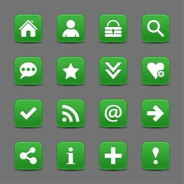 Green satin icon web button with white basic sign Illustrazione stock