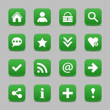 Green satin icon web button with white basic sign Stock-Illustration