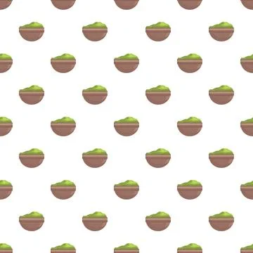 Green sauce bowls seamless pattern background illustration Stock Illustration