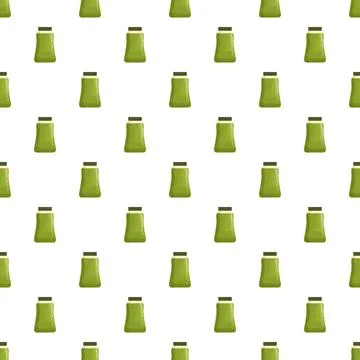 Green sauce jars seamless pattern background Stock Illustration