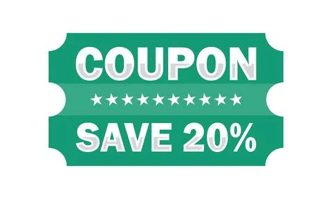 Green Save 20% Coupon Ticket Clipart Illustrazione stock