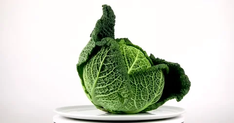 Green savoy cabbage rotating Stock Footage 146205970