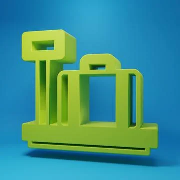 Green Scale with suitcase icon isolated on blue background. Logistic and de.. Stock Illustration