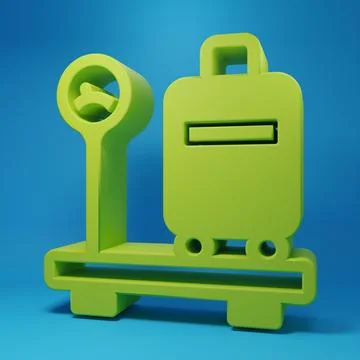Green Scale with suitcase icon isolated on blue background. Logistic and de.. Illustration