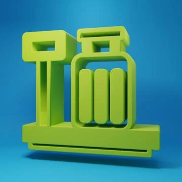 Green Scale with suitcase icon isolated on blue background. Logistic and de.. Illustration
