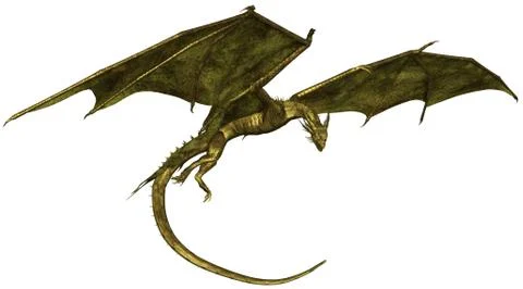 Green Scaled Dragon in Flight Stock-Illustration