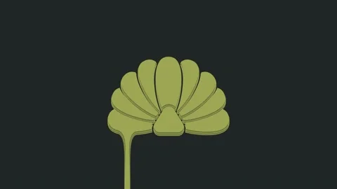 Green Scallop sea shell icon isolated on black background. Seashell sign. 4K Stock Footage 235433751
