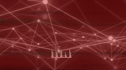 Green scan bands appearing, corrupting node network, pulsing nodes shifting Stock Footage 335651940