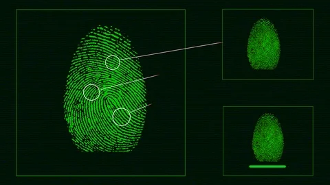 Green scan of a fingerprint Stock-Footage 89880648