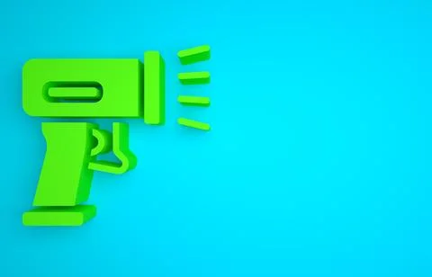 Green Scanner scanning bar code icon isolated on blue background. Barcode label 스톡 일러스트