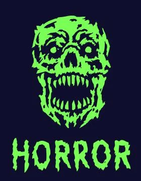 Green scary monster skull. Vector illustration. Stock Illustration