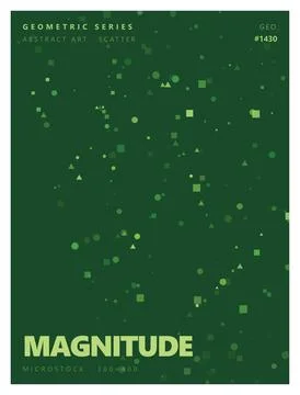 Green scatter pattern with floating geometric particles and tech aesthetic. Stock Illustration