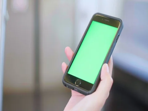 Green Sceen iphone on a subway train Stock Footage 80914213