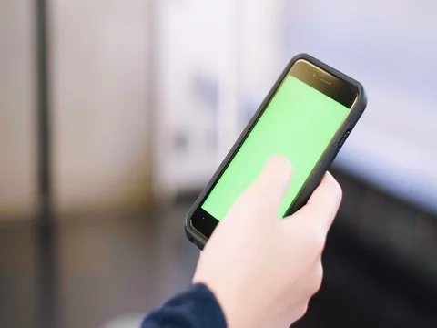 Green Sceen iphone on a subway train Stock Footage 80914247