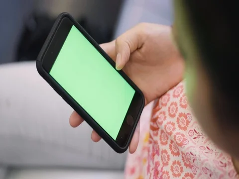 Green Sceen iphone on a subway train Stock Footage 80914353