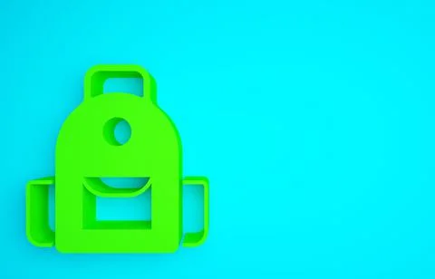 Green School backpack icon isolated on blue background. Minimalism concept. 3d Stock Illustration