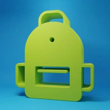Green School backpack icon isolated on blue background. Minimalism concept... Stock Illustration