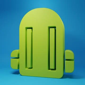 Green School backpack icon isolated on blue background. Minimalism concept... イラスト素材