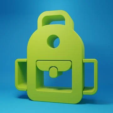 Green School backpack icon isolated on blue background. Minimalism concept... 스톡 일러스트