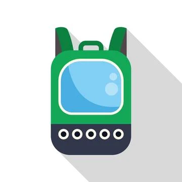 Green school backpack with plastic window showing empty space Stock Illustration