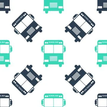 Green School Bus icon isolated seamless pattern on white background. Vector Stock Illustration
