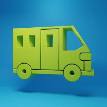 Green School Bus icon isolated on blue background. Public transportation sy.. Stock Illustration